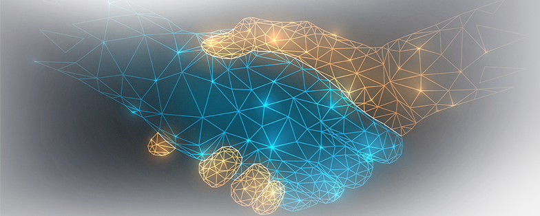 Digital handshake illustration